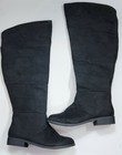 Women’s Black Knee High Boots – Alexis Bendel Dakota Style, Faux Suede Flat Heel