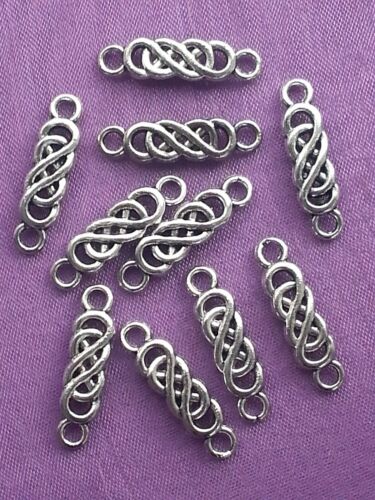10 or 20 DOUBLE INFINITY CELTIC KNOT Connector Charm Silver 22mm x 6mm - Picture 1 of 2