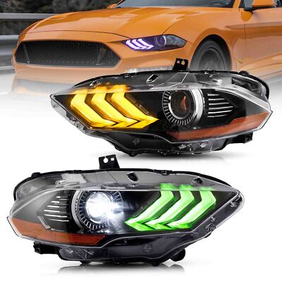 VLAND RGB LED Scheinwerfer DRL Für Ford Mustang 2018-2023 Sequenziell Paar
