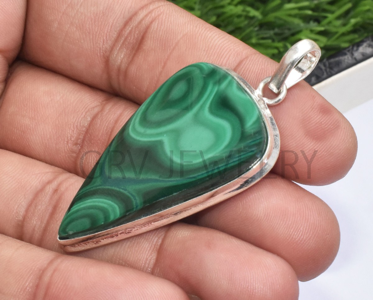 Malachite Gemstone 925 Sterling Silver Pendant Fine Jewelry Malachite Gemstone 925 Sterling Silver Pendant Fine Jewelry
