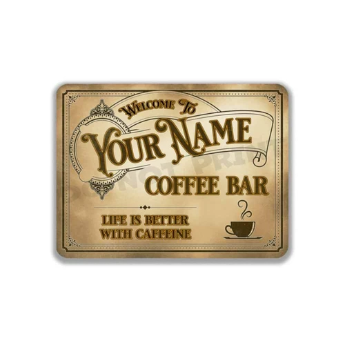 Personalized Coffee Bar Sign Vintage Old Light Café Metal Sign Coffee Shop