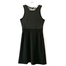 Ann Taylor Loft Womens Gray Black Sleeveless Round Neck A line Midi Dress Size 4