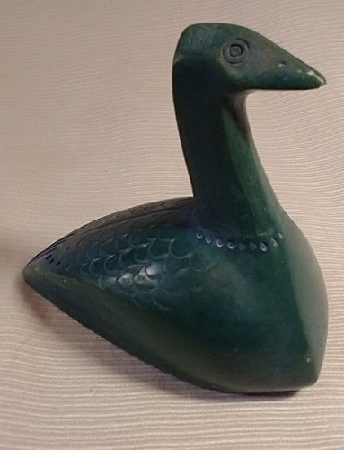 Boma Canada Bird Arctic Loon Soapstone Carved Sculpture Figurine Green FLAW - Picture 5 of 9