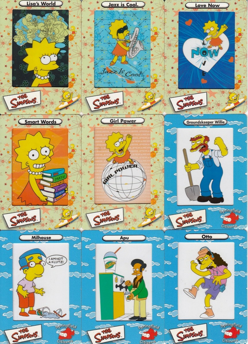 THE SIMPSONS SERIES 1 FILMCARDZ 2000 ARTBOX PARTIAL BASE CARD SET