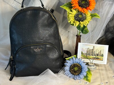 Kate Spade NY Jackson Lrg Backpack, Black Pebbled Leather, 13 h x 11.2 w x 5.5''d