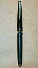 PILOT ELITE 14K GOLD NIB FULL SIZE VINTAGE FOUNTAIN PEN BLACK WITH GOLD TRIM