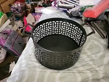 Vintage Large Metal Round Basket with HANDLES 11.5" DIAMETER 6" HEIGHT B64
