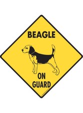 Warning Beagle On Guard - Beware Dog Aluminum Dog Sign or Vinyl Sticker