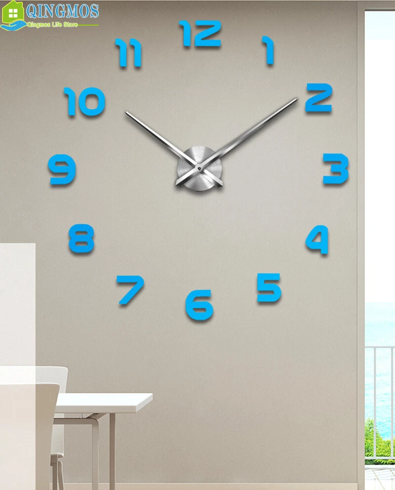3D DIY Large Wall Clock Acrylic Stickers Watch Decor Living Room Quartz Needle - Image 3 of 4