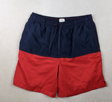 WAVE ZONE - MEN'S BLUE RED SWIM TRUNKS - MESH LINER - SIZE M -