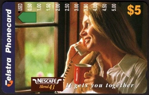 ✨1997 | Australia Telstra Nescafe A972242 | Prefix 1457 | $5 phonecard | VGC✨