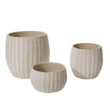 Round Ridged Biltmore Warm White Bowl Pot for...
