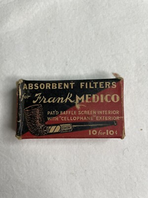 Vintage Frank Medico Pipe Filter Box Graphic Cardboard Tobacco Tobacciana Color