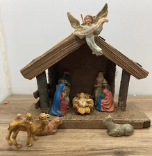 Vintage 1960s Nativity Set With Manger
