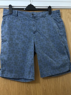 ORVIS blau grün BLATTDRUCK Reißverschluss Fly Shorts UK 16 WALKING Freizeit STRAND Urlaub