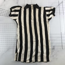 Vintage Empire Polo Shirt Mens Medium Black White Stripe Referee Jersey 1950s