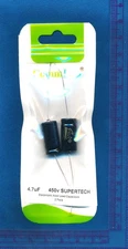 2 pack SUPERTECH 4.7uF 450v Axial lead Capacitors. 4.7 uF Audio Radio PREMIUM!