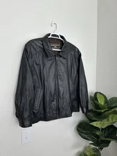 Vintage Members Only LGenuine Leather Jacket Size XXL Polyester Lined Jacket