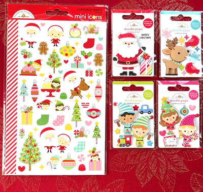 #812 - CHRISTMAS MAGIC RARE & OH WHAT FUN ELVES SANTA DOODLE-POPS STICKERS