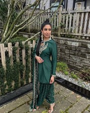 Fancy Look Green Vichitra Silk Top Dhoti And Dupatta For Festival Wear