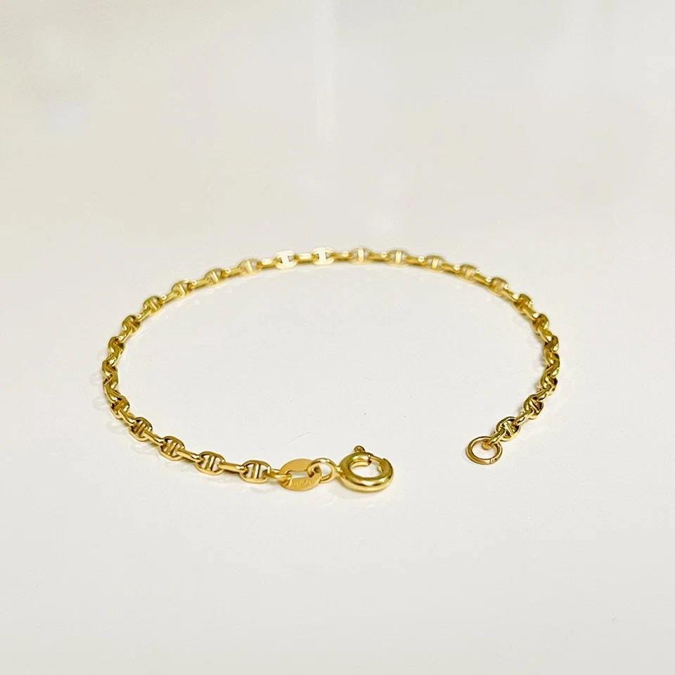 Brazalete fino apilable diario simple duradero de oro real macizo de 18 quilates de 2,3 mm para mujer Foto 3 de 4