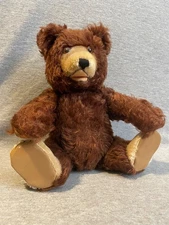 Vintage Steiff Germany Brown Mohair Articulated Stuffed Teddy Bear 11" NO TAG