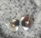 Vtg Modernist 925 Lewis Heubner L&H Sterling Pearl 2 1/4" Dangle Earrings Fr Sh — photo 2