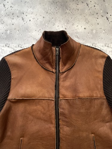 Rare Vintage Kenneth Cole Lambskin Leather Wool Zip Up Brown Jacket Size 52 - Picture 4 of 14