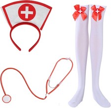 Nurse Costume Set Halloween Accessory Hat HeadBand for...