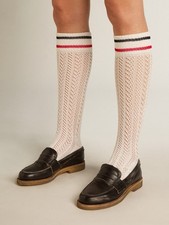 Golden Goose Long ribbed socks in vintage white with two-tone stripes