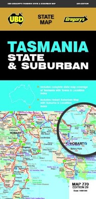 Tasmania State & Suburban Map 770 29th ed by UBD Gregory's Folded Book