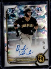 2022 Bowman Brandon Valenzuela Chrome Prospect Auto Atomic Refractor #/100