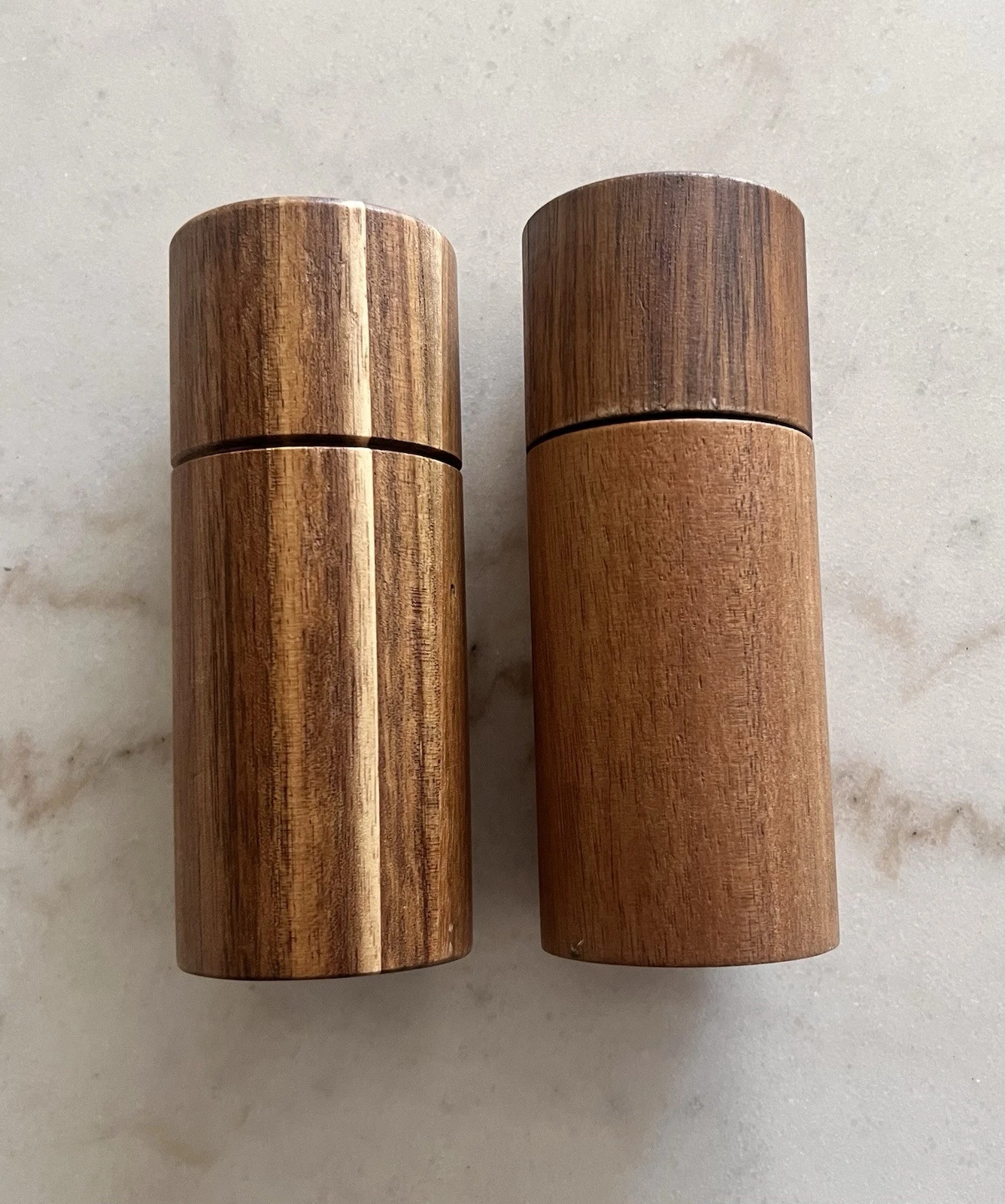 Vintage Wooden Salt Shaker and Pepper Grinder Twist Mechanism Farmcore Country