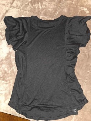 Black Flutter Ruffle Cap Sleeve Knit Blouse Size Small