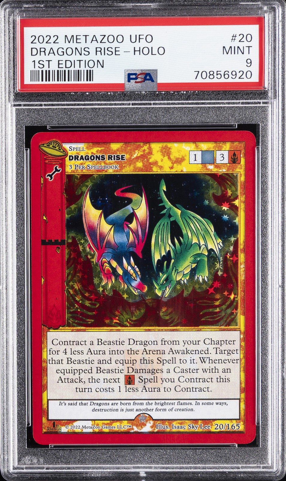 2022 METAZOO UFO 1ST EDITION #20 DRAGONS RISE-HOLO PSA 9