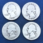 1936-P, 1937-P, 1937-D, 1938-P  Washington Silver Quarters,  4 coin lot