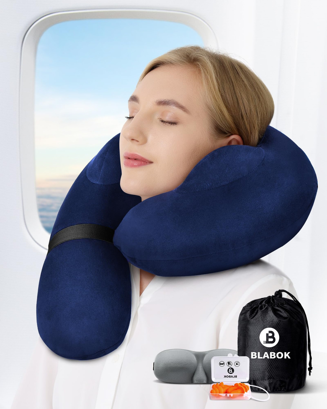 Comfortable Travel Neck Pillow for Airplane Support Head and Neck-image