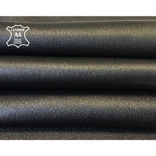 Black Textured Lambskin Leather 6-8 sqft Pieces 0.8mm/2oz / BLACK GRAIN 755