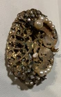 BROKEN MIRIAM HASKELL PIN - BRASS WITH PEARLS