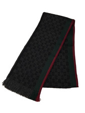 Écharpe homme GUCCI Sherry Line soie mélangée laine noire imprimé intégral...