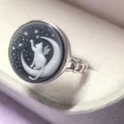vintage Cameo ring gray agate sterling silver antique jewelry anniversary gift