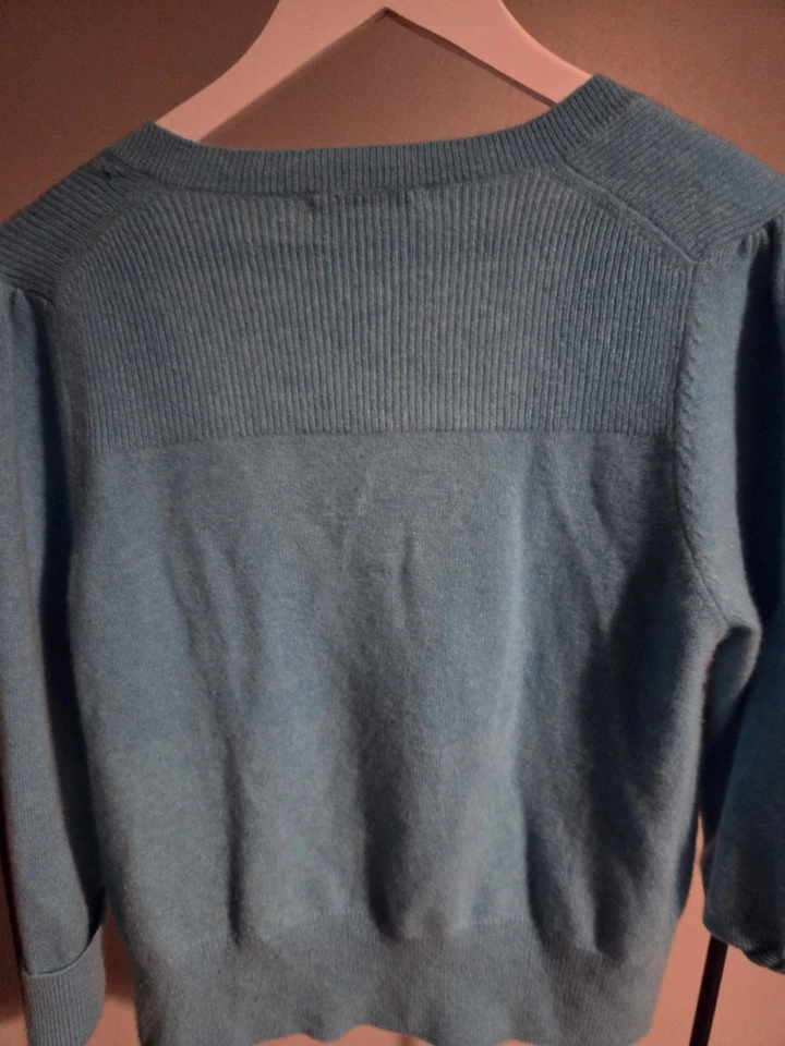 Marks And Spencer M & S cashmere Light Blue Soft Wool Cardigan Top Boho Size 16 - Image 3 of 4