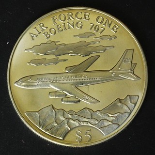 LIBERIA 5 Dollars 2000 Copper/Nickel Air Force One Boeing 707 aUNC 4131