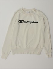 CHAMPION Womens Graphic Sweatshirt Jumper UK 6 XS White Cotton DE57