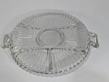 Serving Tray Glass Relish Jeannette National Decorative Handles Vintage 12.5 in