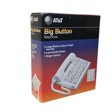 1990s AT T Big Button Telephone Corded Phone White NOS Table/Wall Mount Vintage