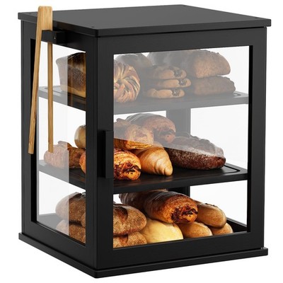 WOWLIVE Black Bread Box for Kitchen Countertop, Large 3 Layers Bread Storage Con