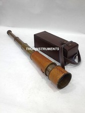 Antique Royal Navy Nautical Telescope Spyglass W/Red Leather case Gift Rustic
