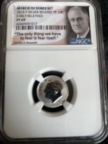 2015 Roosevelt Reverse Proof Silver Dime NGC PF69 March of Dimes Label - Unique