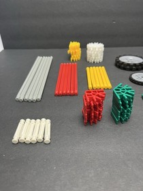 Assorted KNEX K&rsquo;nex Pieces Lot Of 84 + connectors / rods / Wheels / Tires STEM